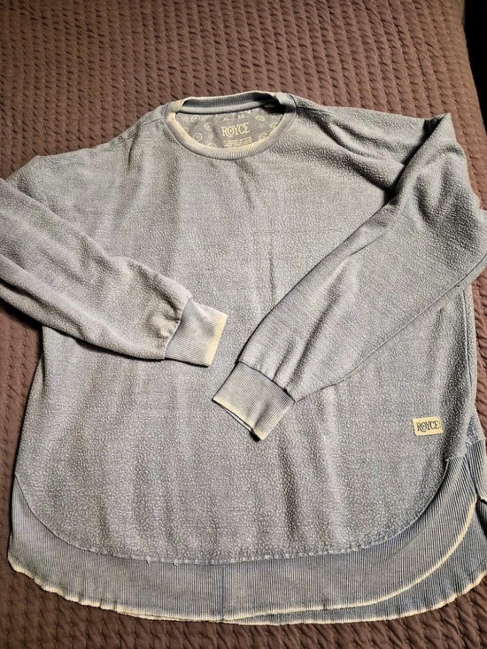 ROYCE Light Blue Reversed Out Poncho Fleece Crewneck Sweatshirt Size XL
